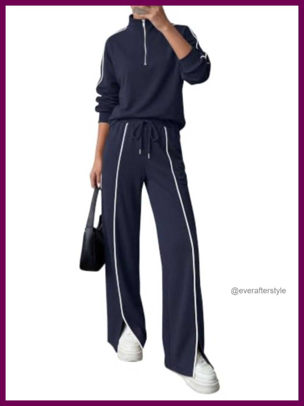 2 Piece Lounge Set Long Sleeve Zip Up Sweatshirt Wide Leg Pants Sweatsuit